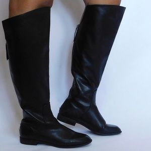 Black casual wide calf boots